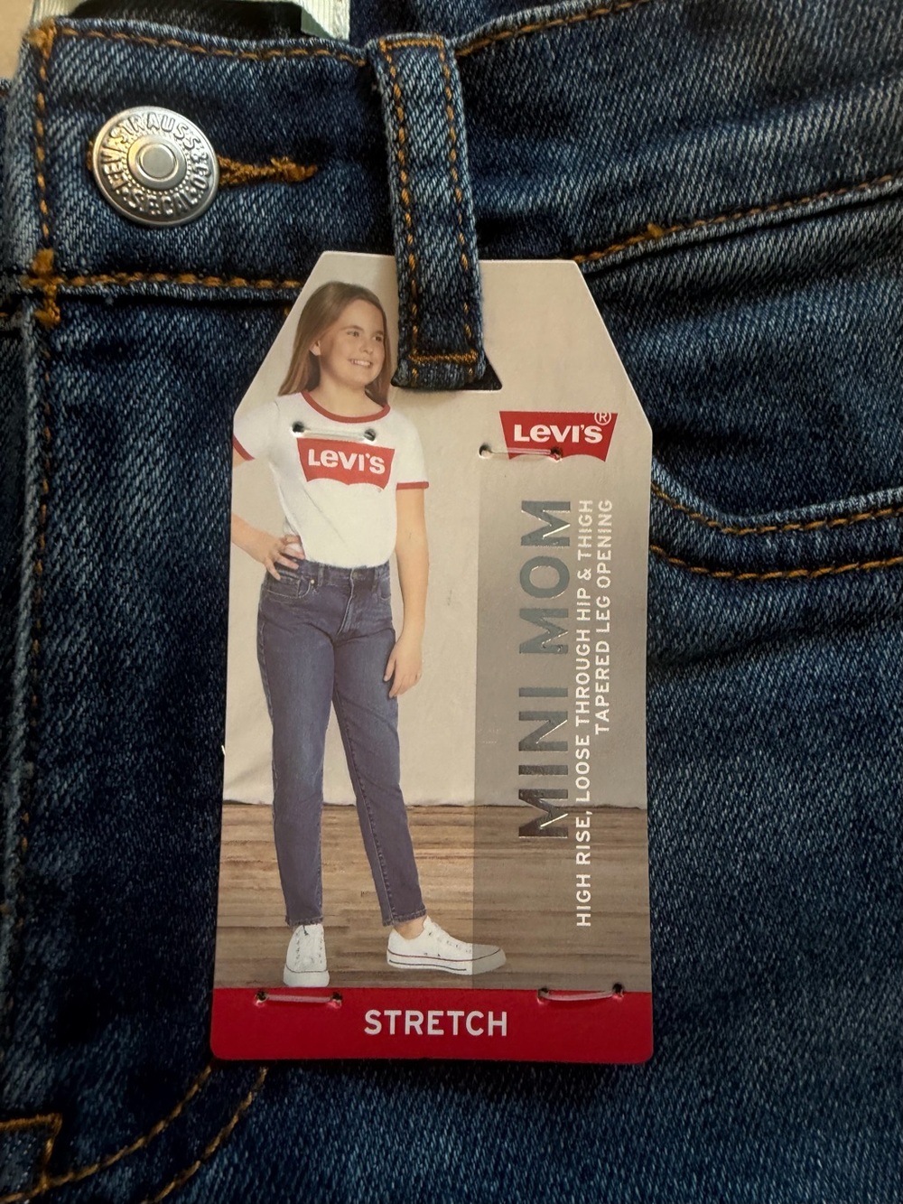 Levi's Mini Mom High-Rise Jeans - Dark Indigo with Gold Stitching